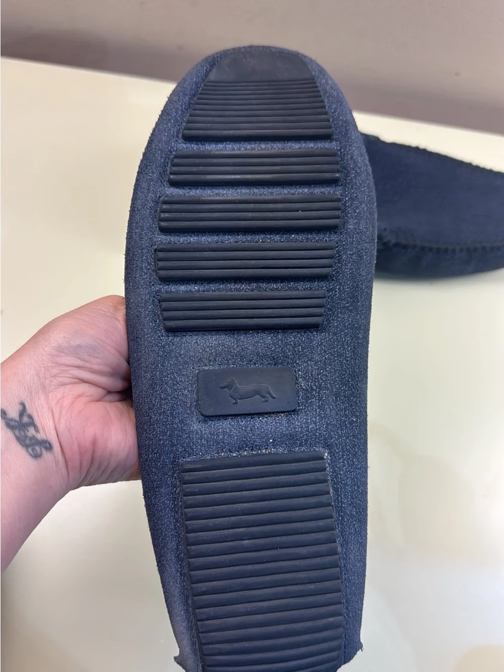 Made in Italy Men's Navy Suede Slip-On Driving Loafers
